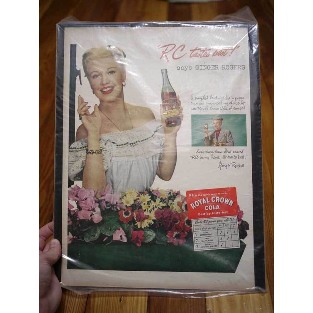 Vtg 40s Ginger Rogers Royal Crown RC Cola Color Print Ad 1948 Life Magazine